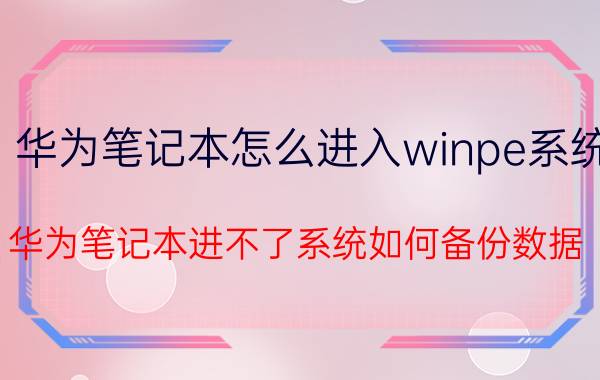 华为笔记本怎么进入winpe系统 华为笔记本进不了系统如何备份数据？